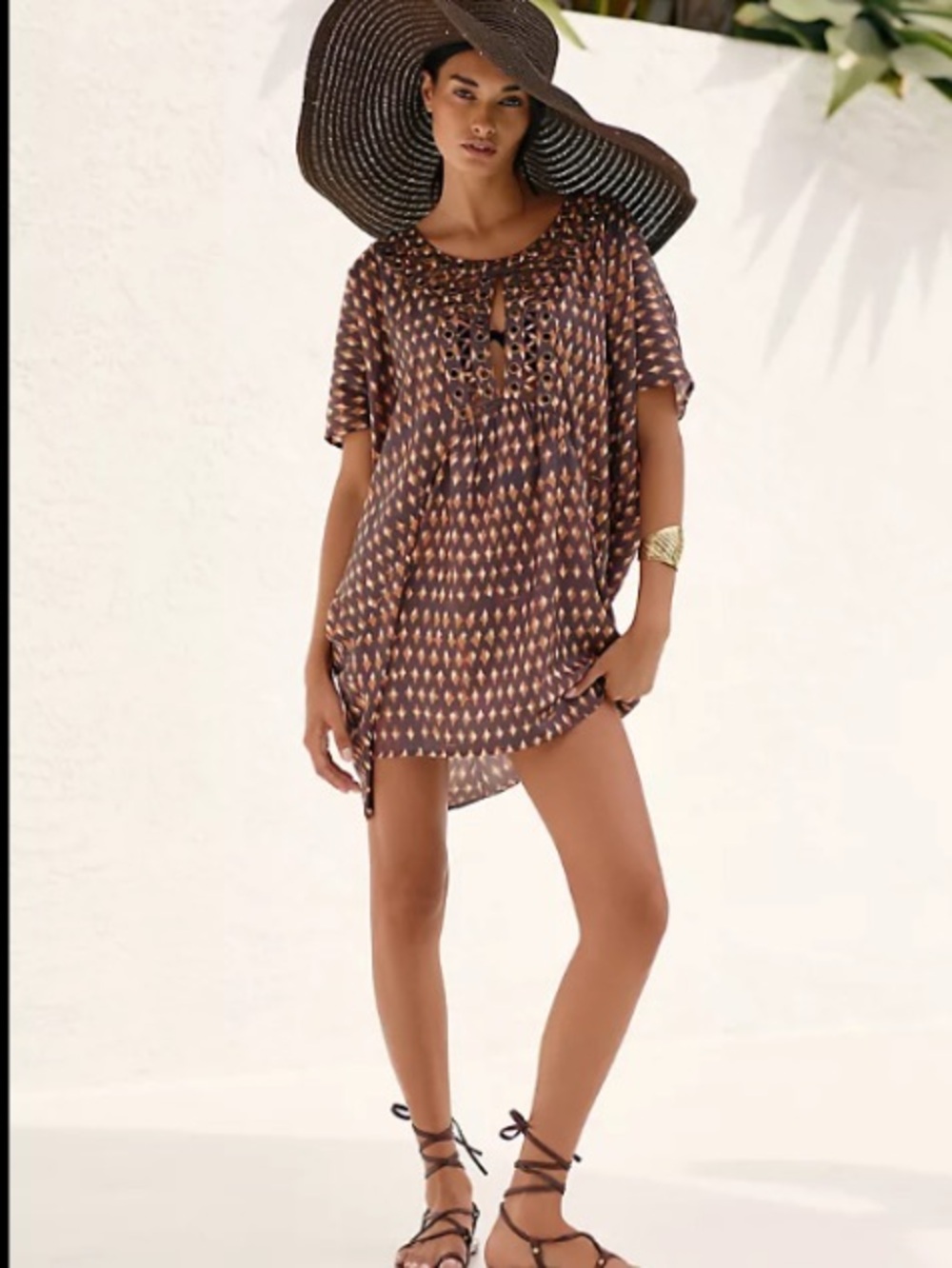 Anthropologie Graham Keegan Keyhole Tunic Eyelet-Back Bathing Coverup